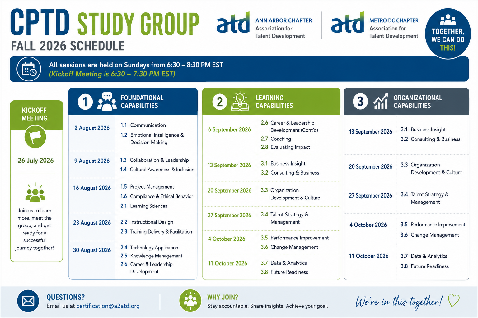 2026 Fall CPTD Study Group Schedule